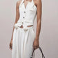 Halter Corset Top with Crystal Buttons