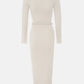 Apricot Knit Midi Dress with Button-Front Belted