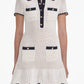 Knit Mini Dress with Scallop Hem and Contrast Trim