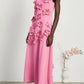 Sleeveless Turtleneck Floral Applique Dress