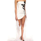 Elegant White Rose Applique High-Low Dress