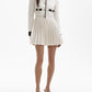 Pleated Knit Mini Dress with Pearl Buttons