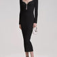 Knit Midi Dress with Crystal Detailing