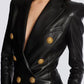 Leather Double-Breasted Blazer Dress