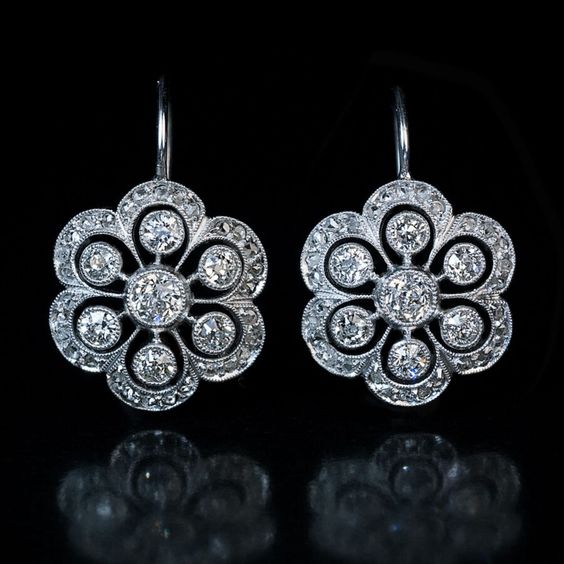 Stunning Sterling Silver Vintage Mandala Crystal Earrings