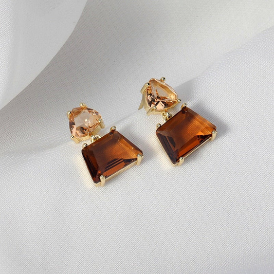 Stunning Golden Earrings Adorned with Desert Crystal