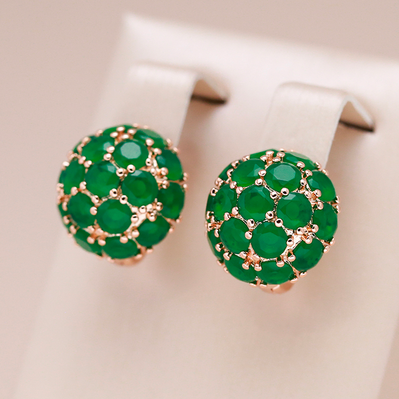 Stunning Gold Earrings Adorned with Dazzling Green Crystal