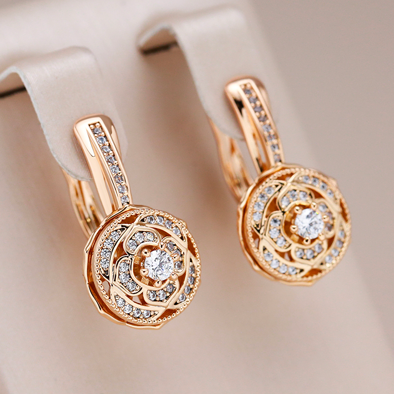 Stunning Gold Earrings Adorned with Dazzling Crystals