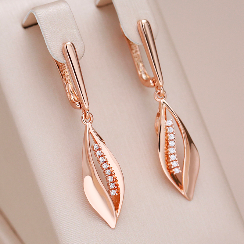 Stunning Rose Gold Earrings Adorned with Dazzling Zirconia Accents