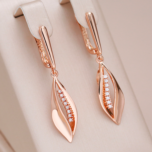 Stunning Rose Gold Earrings Adorned with Dazzling Zirconia Accents