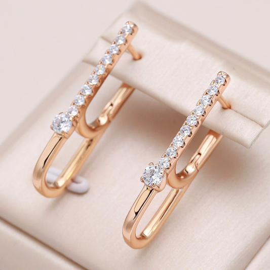 Stunning Gold Earrings Adorned with Dazzling Zircons