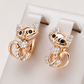 Sophisticated Gold Cat Earrings Adorned with Dazzling Zirconia Gems