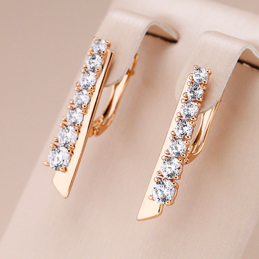 Stunning Gold Earrings Adorned with Dazzling Zirconia Inlay