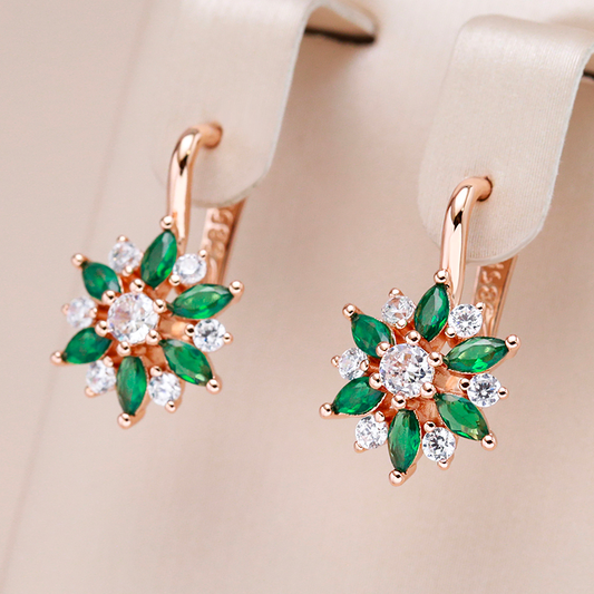 Stunning Green Crystal Flower Earrings for an Elegant Touch