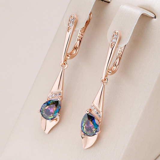 Gorgeous Multi-Colored Crystal Earrings with Elegant Gold Accents