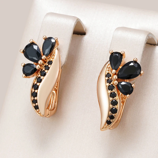 Sleek Black Crystal Earrings with a Dazzling Elegance