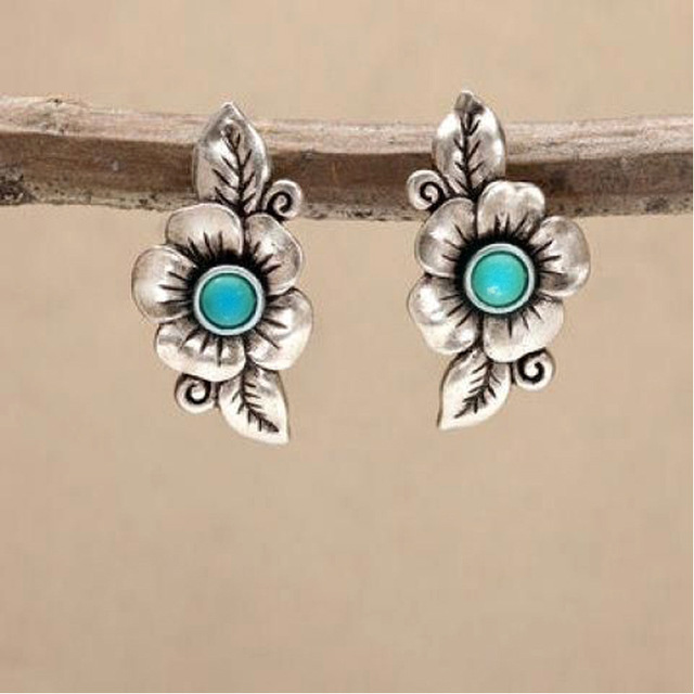 Exquisite Boho Earrings Featuring Stunning Blue Opal Flowers Crafted from Premium Sterling Silver