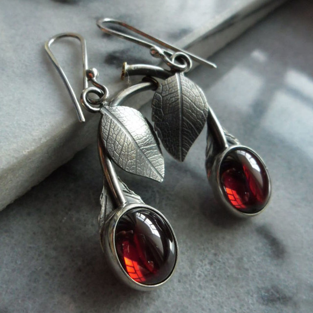 Captivating Boho Earrings Adorned with Dazzling Red Crystals