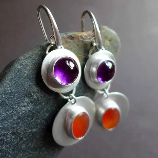 Stunning Red and Purple Crystal Earrings Crafted from Premium Sterling Silver