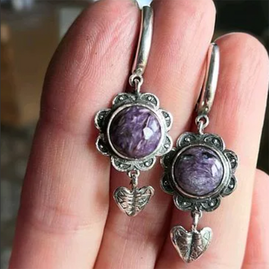 Stunning Vintage Earrings Adorned with Enchanting Purple Gemstones