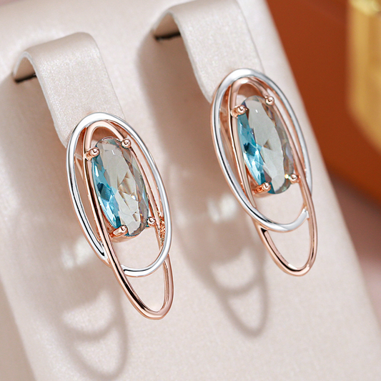 Elegant Turquoise Crystal Earrings with a Touch of Gold and Silver Sparkle