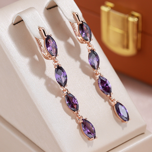 Captivating Earrings Adorned with Dazzling Purple Crystals