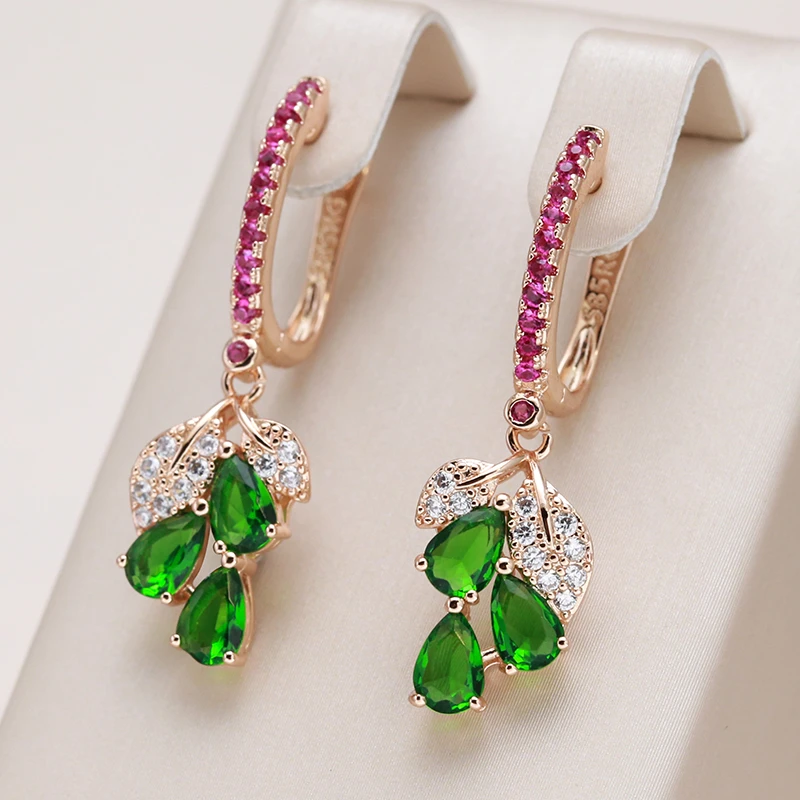 Chic Dangle Earrings Adorned with Radiant Zirconia in Dazzling Colors