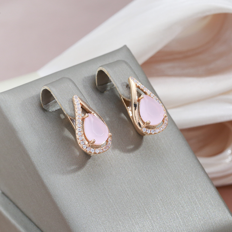 Stunning Gold Earrings Adorned with Pink Zirconias – Elevate Your Elegance!