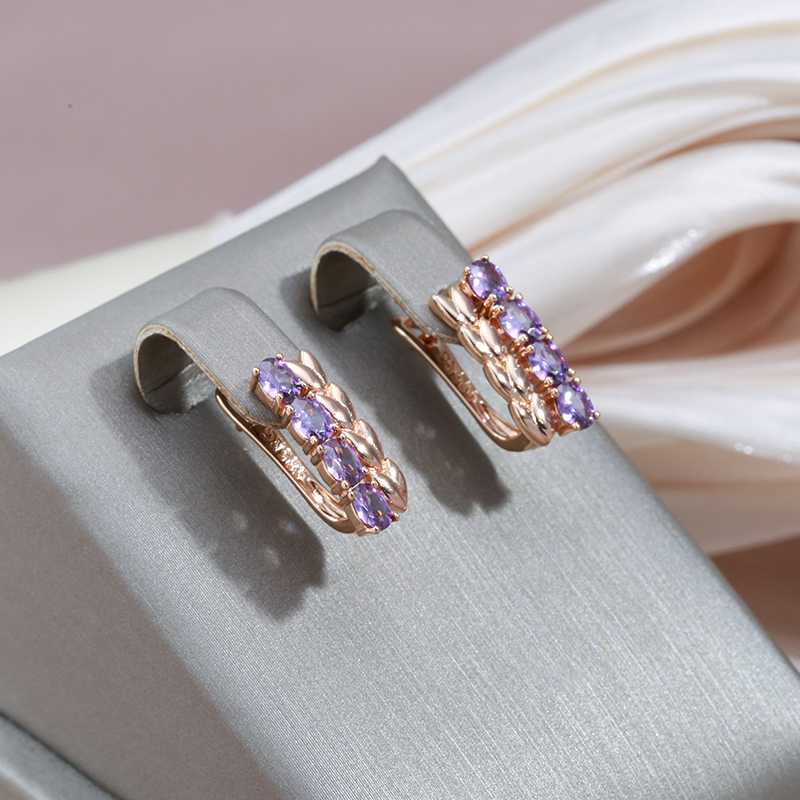 Stunning Golden Earrings Adorned with Dazzling Purple Zirconias – Your Ultimate Elegant Jewelry Fantasy!