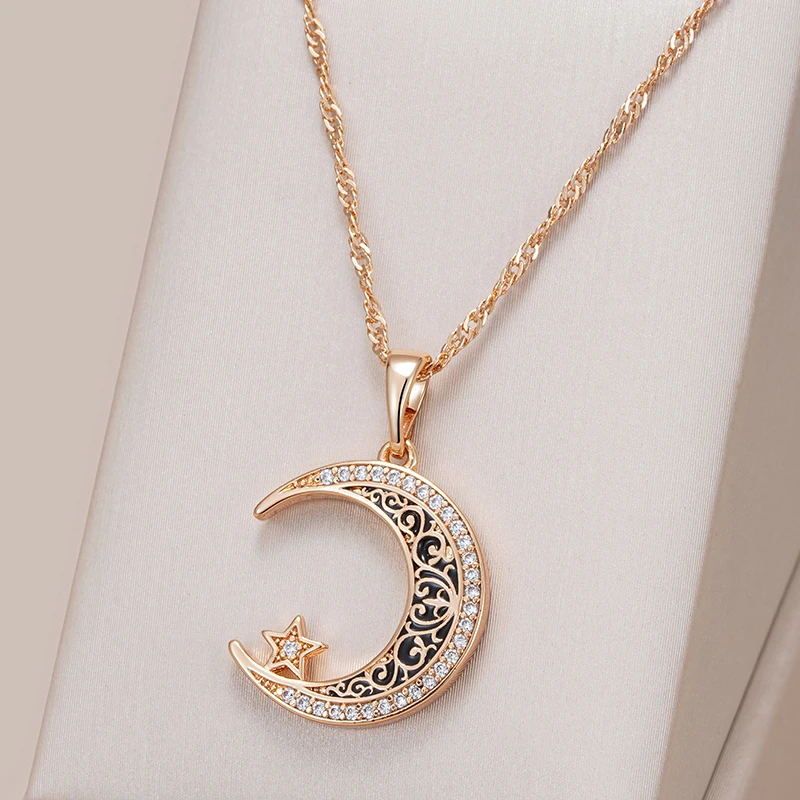 Elegant Moon Necklace with Radiant Accents