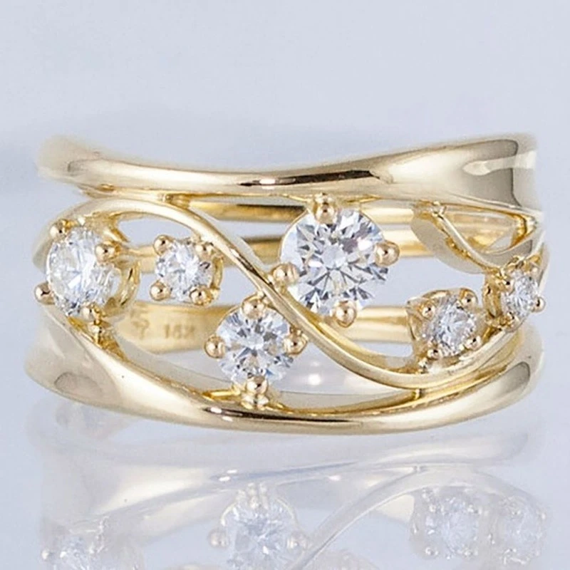 Shimmering Gold-Plated Ring with Sparkling Zirconia Gemstone