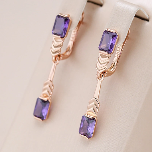 Glamorous Purple Earrings Adorned with Dazzling Crystals