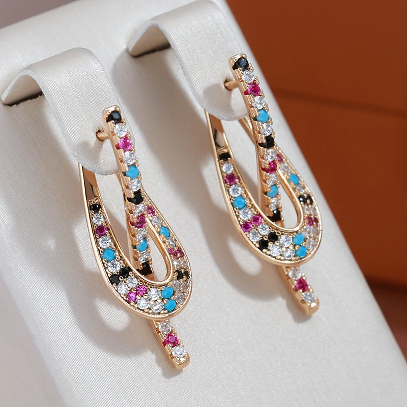 Stunning Multicolored Zirconia Earrings Set in Opulent Gold