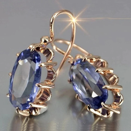 Exquisite Vintage Golden and Blue Crystal Earrings