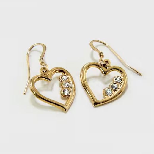 Elegant Vintage Golden Heart Earrings with Timeless Charm