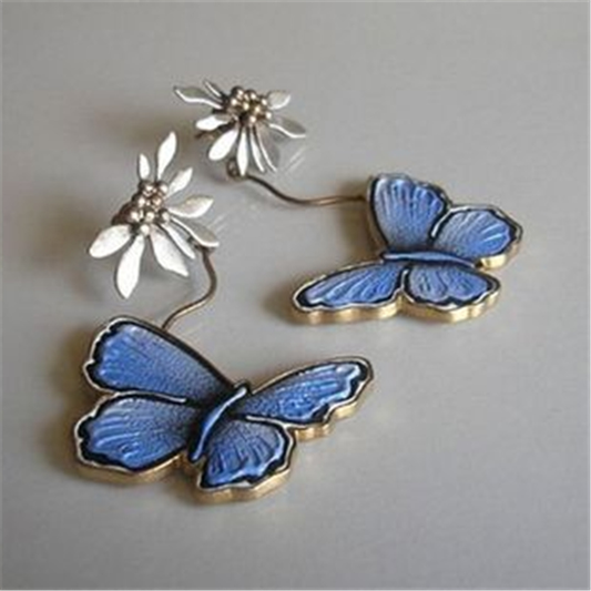 Charming Vintage Blue Butterfly Earrings