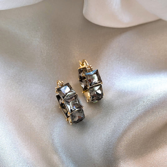 Stunning Gold Earrings Adorned with Dazzling Black Zirconia