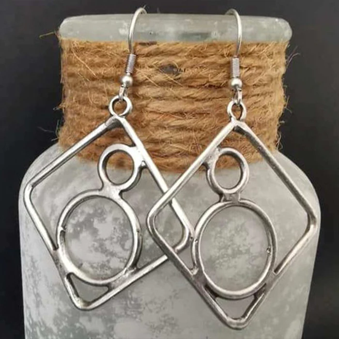 Exquisite Hollow Design Vintage Silver Earrings