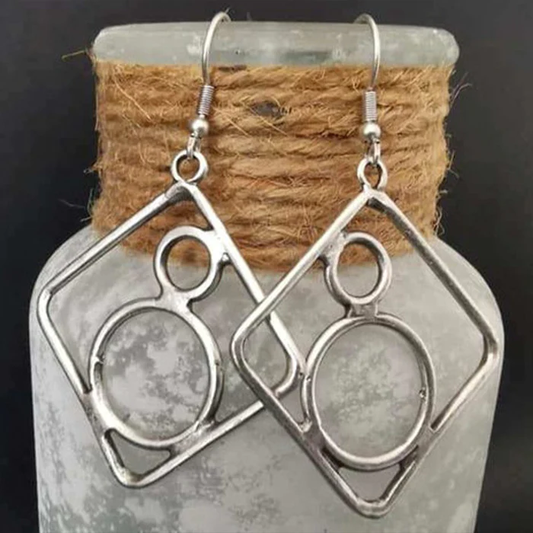 Exquisite Hollow Design Vintage Silver Earrings