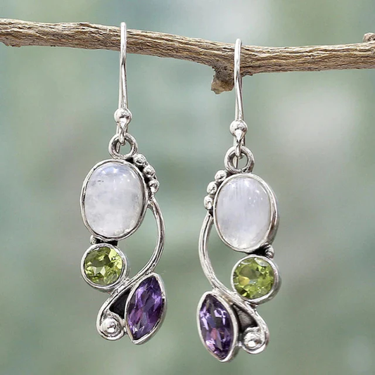 Chic Vintage Crystal Earrings with a Vibrant Twist