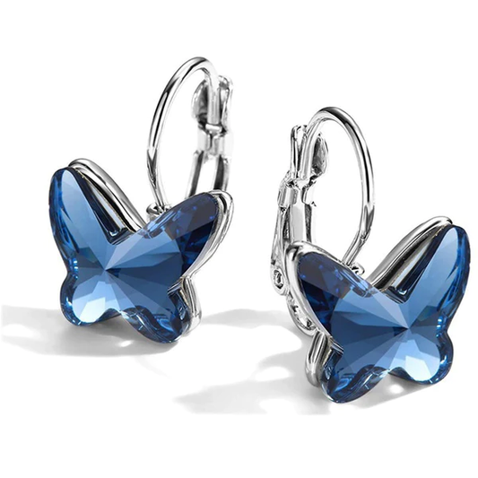 Enchanting Vintage Butterfly Earrings Adorned with Dazzling Blue Crystals