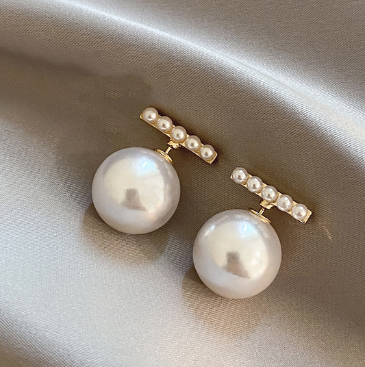 Exquisite Golden T-Pearl Earrings - Timeless Elegance for Any Occasion