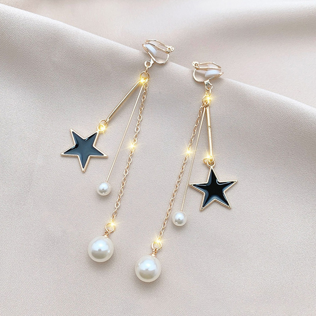 Dazzling Star-Designed Pearl Earrings