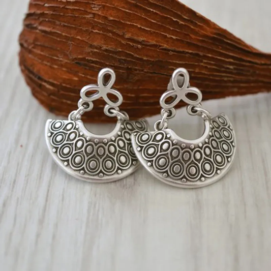 Stunning Vintage Silver Mandala Medium Earrings