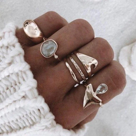 Classic Vintage Silver Rings Set