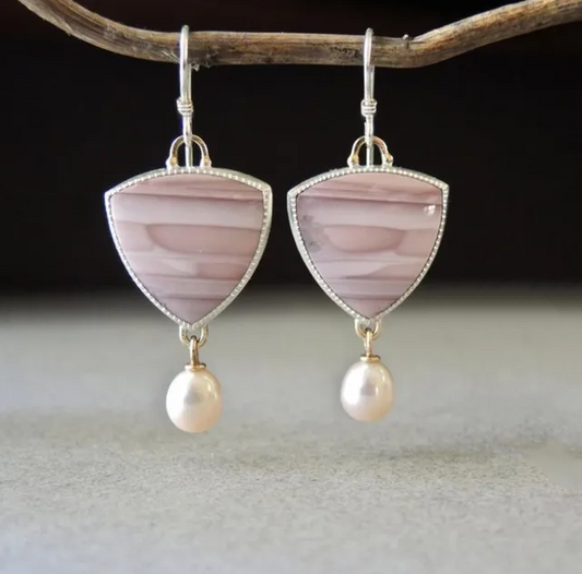 Elegant Pink Stone Vintage Earrings