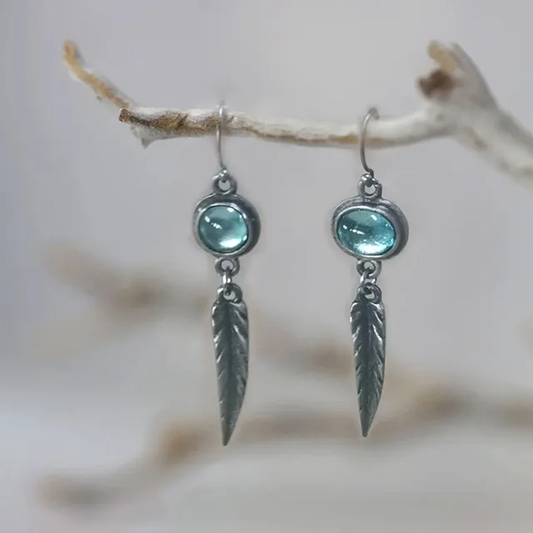 Chic Vintage Blue Crystal Feather Earrings to Add Elegance and Glamour