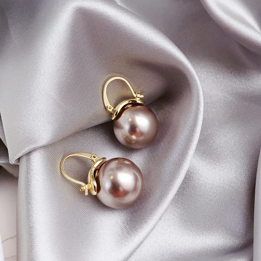 Chic Bronze Earrings Adorned with Dazzling Pearls