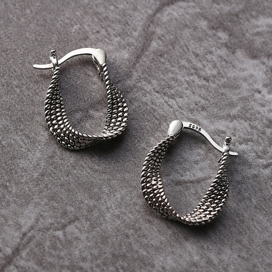 Stylish Vintage-Inspired Irregular Silver Earrings