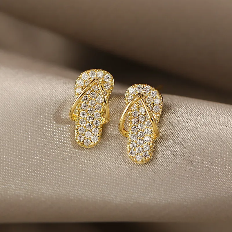 Dazzling Gold Glitter Flip-Flop Earrings for a Radiant Look